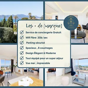 Riviera - Sea View - Clim - 50m - De Standing - Spacieux 180 M2 - Parking Cannes